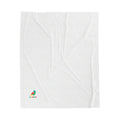 Velveteen Plush Blanket — Soft White Cozy Throw with Small Colorful Parrot Logo