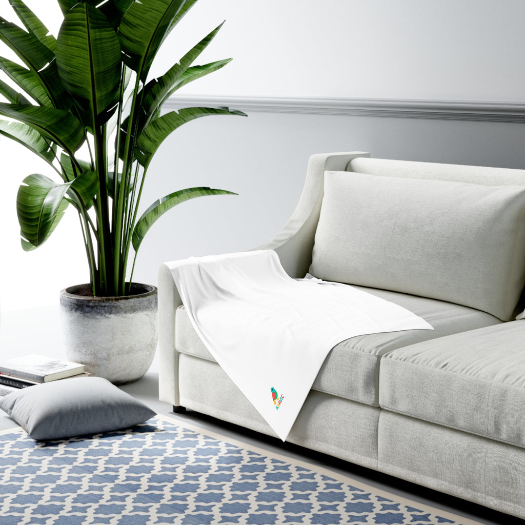 Baby Swaddle Blanket — Soft White Newborn Swaddle with Tiny Colorful Bird Accent