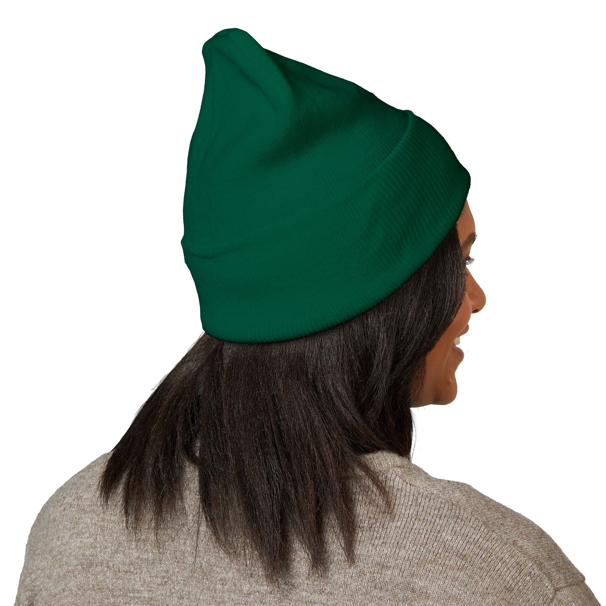 Embroidered Parrot Cuffed Beanie — Colorful Tropical Bird Knit Hat