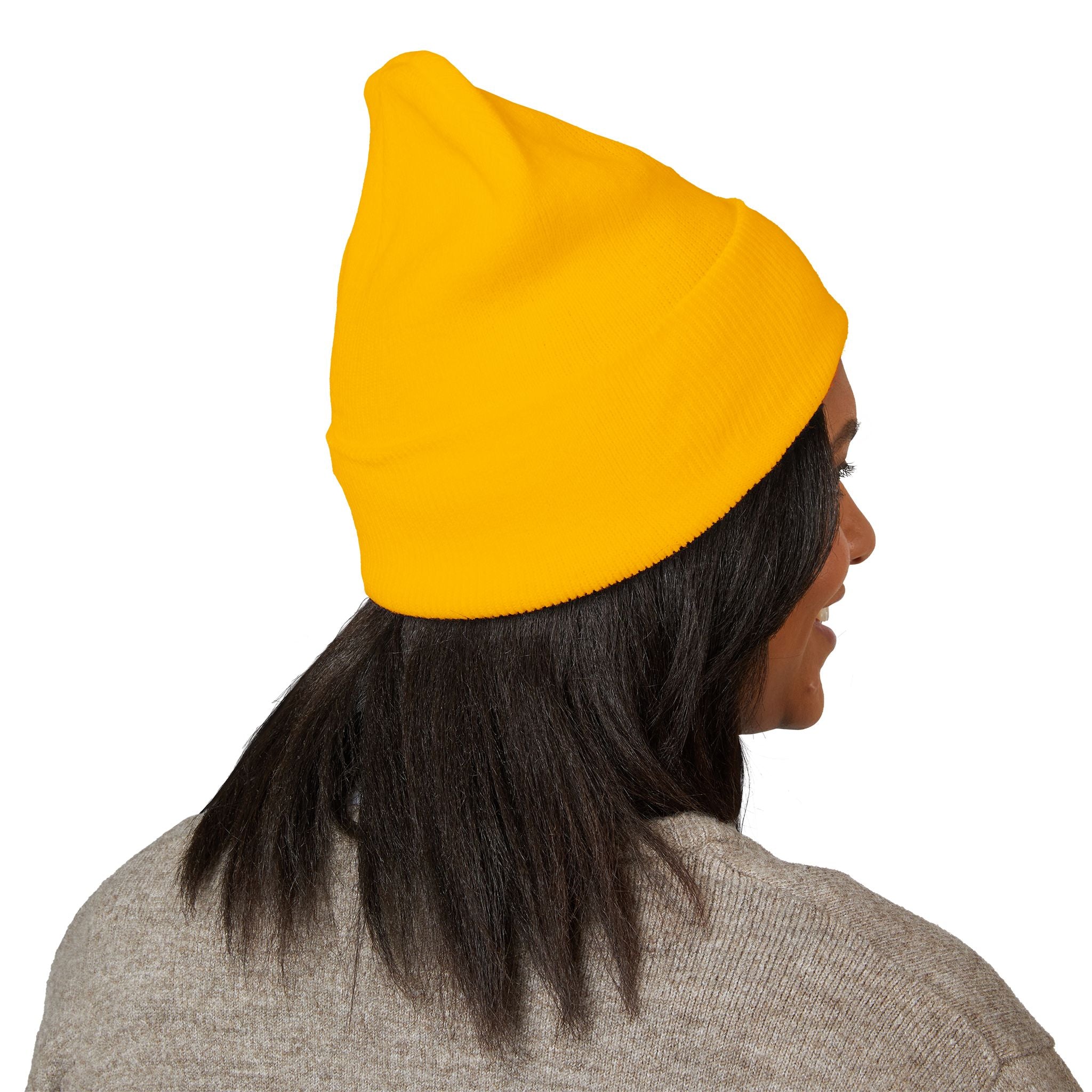 Embroidered Parrot Cuffed Beanie — Colorful Tropical Bird Knit Hat