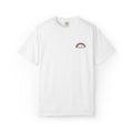Rainbow Paw Print T-Shirt — 'Rescue Love' Small Chest Graphic