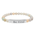 Be Kind Engraved Natural Stone Bar Bracelet — Stretch Beaded Bracelet