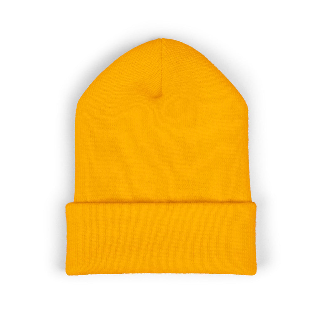 Embroidered Parrot Cuffed Beanie — Colorful Tropical Bird Knit Hat