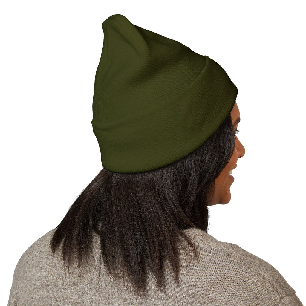 Embroidered Parrot Cuffed Beanie — Colorful Tropical Bird Knit Hat