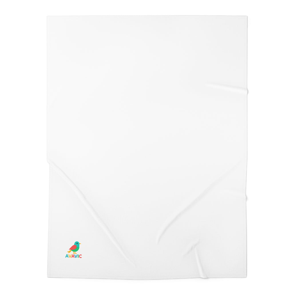 Baby Swaddle Blanket — Soft White Newborn Swaddle with Tiny Colorful Bird Accent