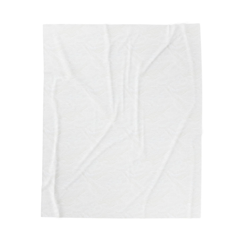 Velveteen Plush Blanket — Soft White Cozy Throw with Small Colorful Parrot Logo