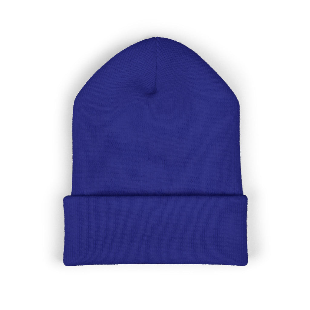Embroidered Parrot Cuffed Beanie — Colorful Tropical Bird Knit Hat
