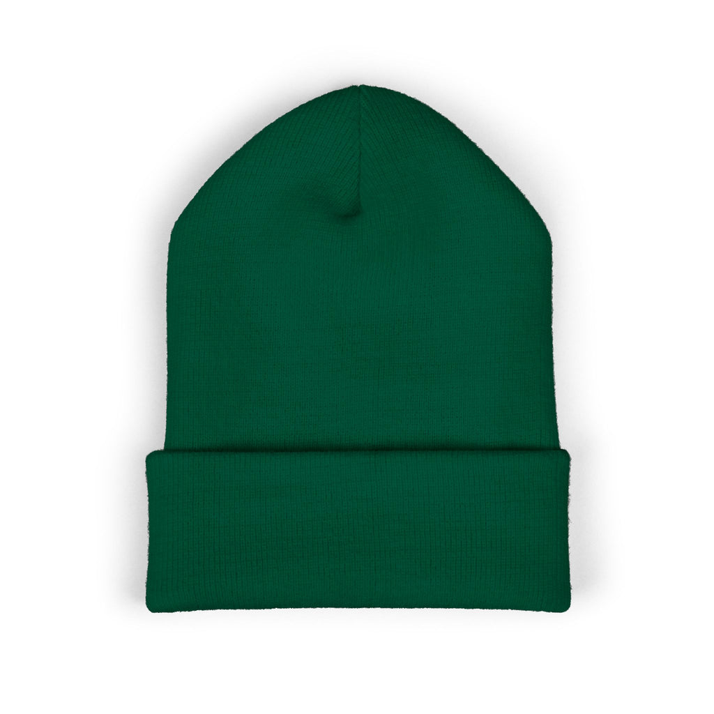 Embroidered Parrot Cuffed Beanie — Colorful Tropical Bird Knit Hat