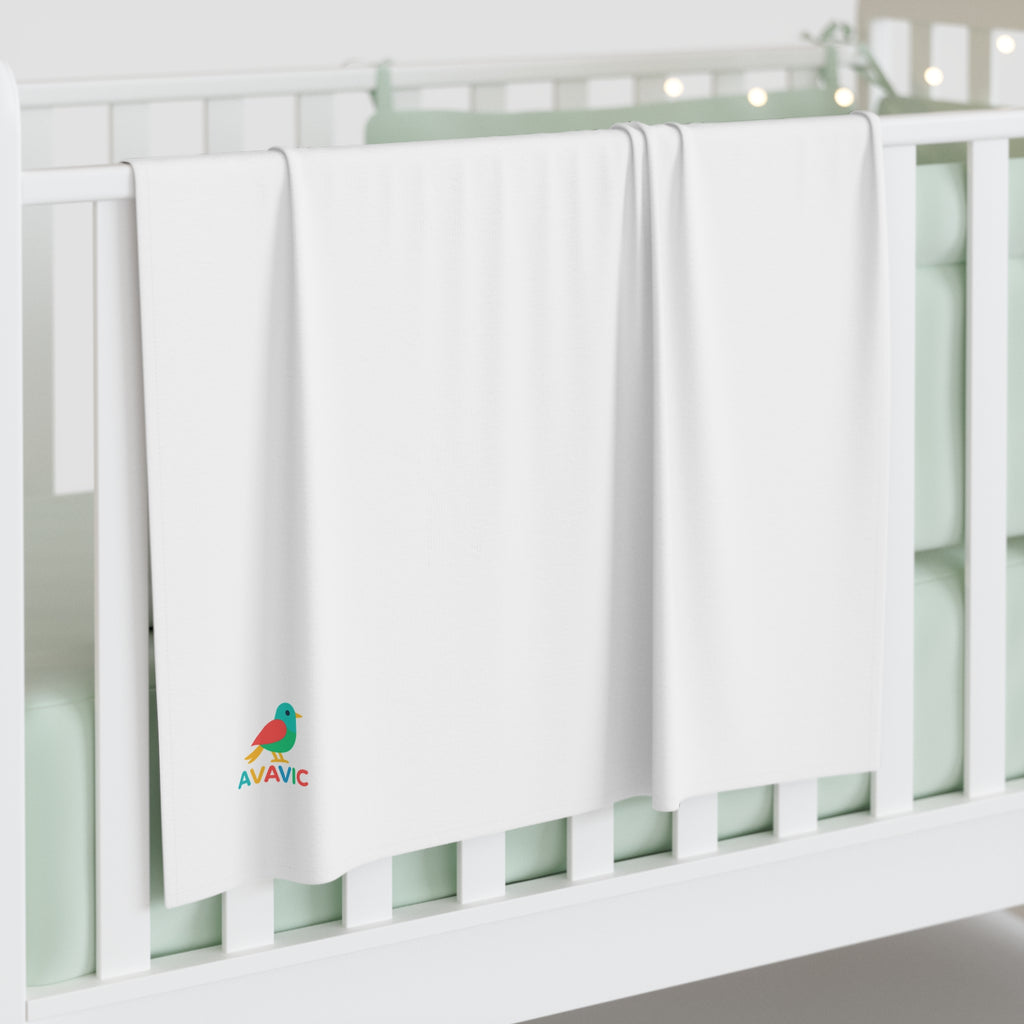 Baby Swaddle Blanket — Soft White Newborn Swaddle with Tiny Colorful Bird Accent