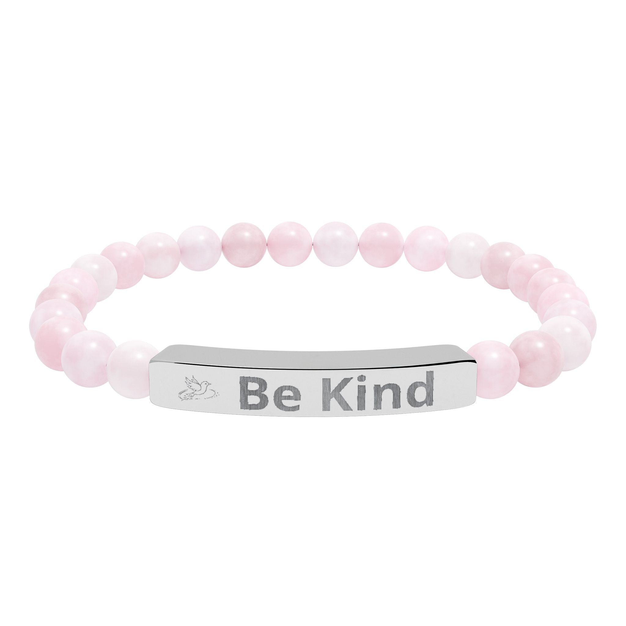 Be Kind Engraved Natural Stone Bar Bracelet — Stretch Beaded Bracelet