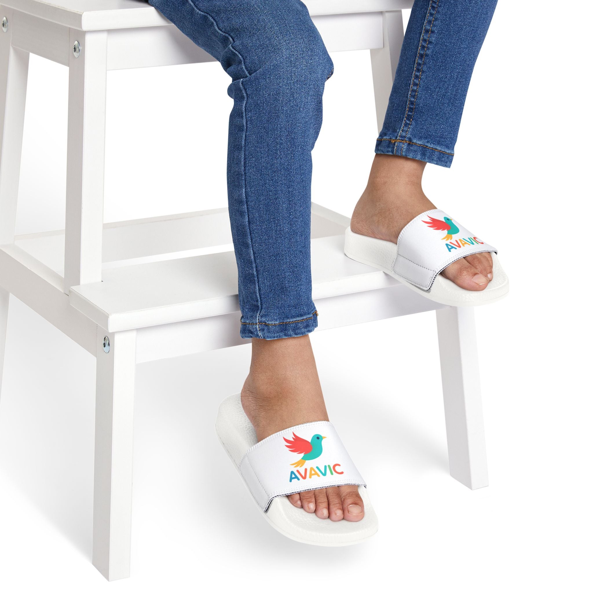 Youth Logo Slide Sandals — Colorful Bird Adjustable-Strap Slides