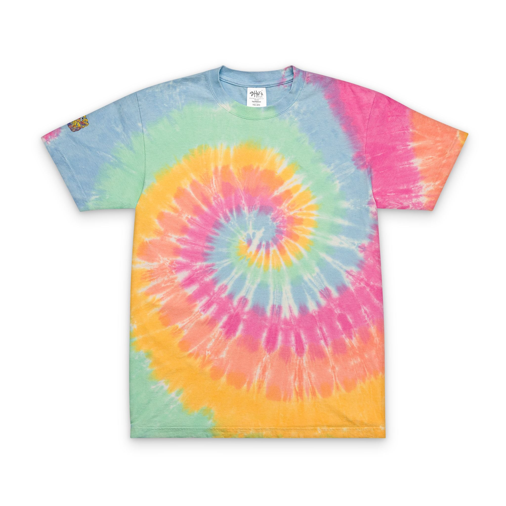 Tie-Dye Spiral Oversized Tee with Embroidered Pocket