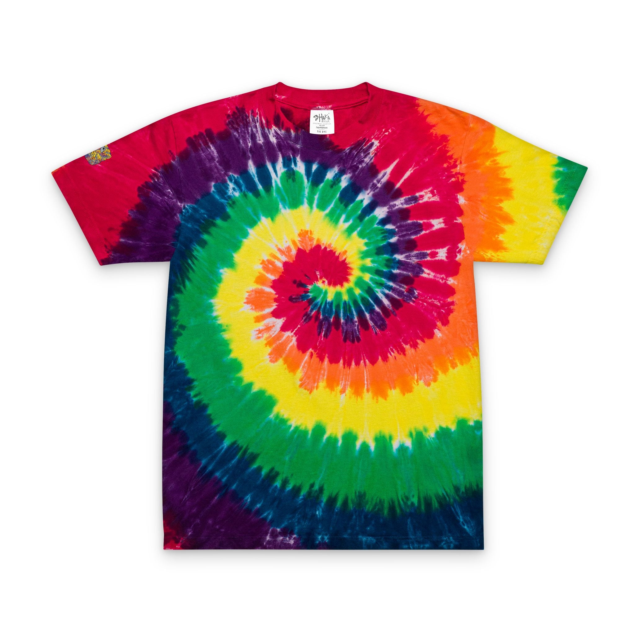 Tie-Dye Spiral Oversized Tee with Embroidered Pocket